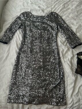 Goddess Silver Sequin Sheath Dress
